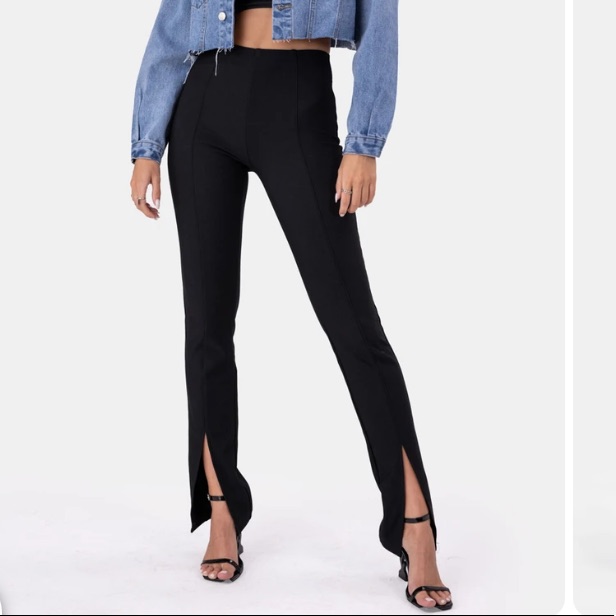 Front Slit Black Pants Statement Item!